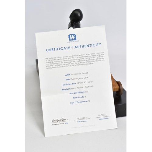 324 - MACKENZIE THORPE (BRITISH 1956) 'THE BRINGER OF LOVE', a limited edition sculpture of a boy pulling ... 