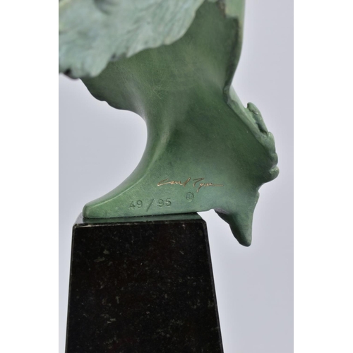 325 - CARL PAYNE (BRITISH 1969) 'ODILE', a limited edition bronze sculpture of a female face mounted onto ... 
