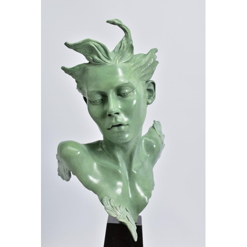 325 - CARL PAYNE (BRITISH 1969) 'ODILE', a limited edition bronze sculpture of a female face mounted onto ... 