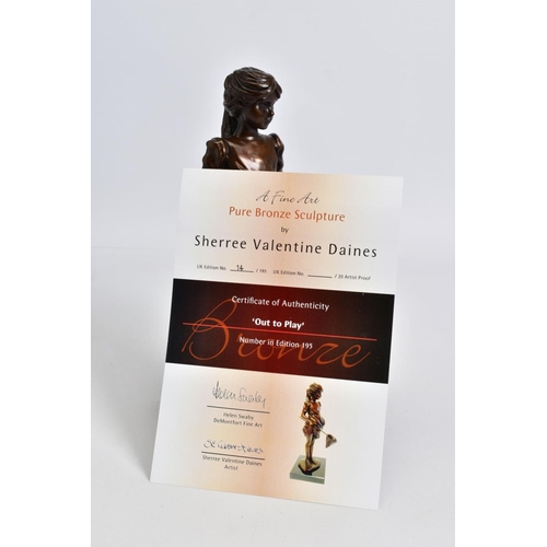 327 - SHERREE VALENTINE DAINES (BRITISH 1959) 'OUT TO PLAY', a limited edition bronze sculpture of a girl ... 