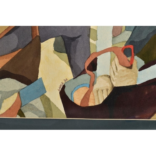 337 - GEORGE LARGE (BRITISH 1936) UNTITLED, Passengers on a ferry stowing luggage, signed and dated (19)84... 