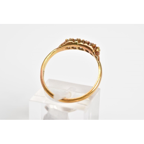 40 - A FIVE STONE DIAMOND RING, designed with a row of five graduated claw set old cut diamonds, to the p... 