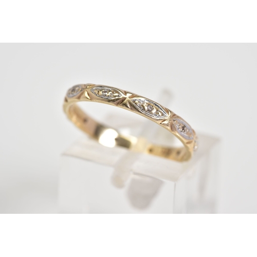 46 - A 9CT GOLD DIAMOND FULL ETERNITY RING, the detailed band set with single cut diamonds, 9ct hallmark ... 