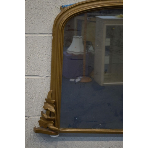 1396 - A 19TH CENTURY GILT WOOD OVERMANTEL MIRROR, 123cm x 75cm (proceeds to charity)