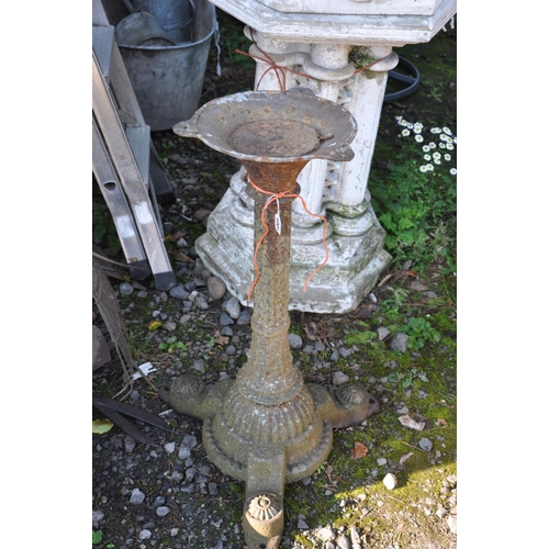 1001 - AN AESTHETIC MOVEMENT STYLE CAST IRON TABLE BASE with pyramid stud detail down to central column, fl... 