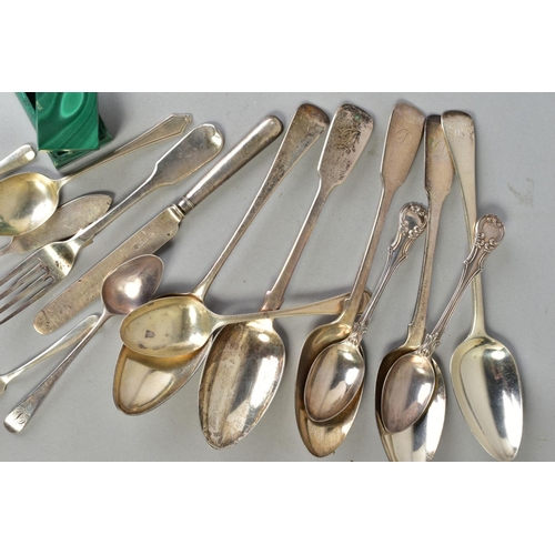 109 - A PARCEL OF ASSORTED SILVER, FLATWARE, ETC, including an Edwardian Christening mug, engraved 'Geoffr... 