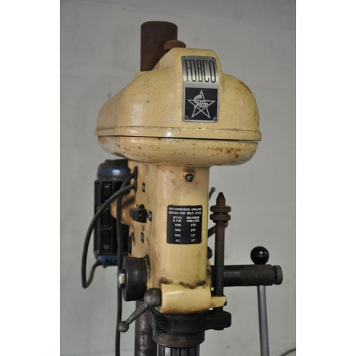 1108 - A FOBCO STAR VINTAGE PILLAR DRILL with 1/2'' capacity chuck 230v single phase motor with maximum RPM... 