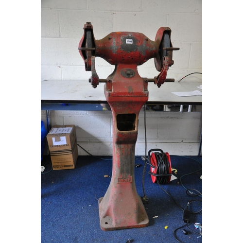 1109 - A VINTAGE WOLF PEDESTAL GRINDER (PAT fail due to cable and plug) (spares or repair)