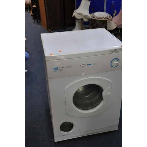 1128 - A CREDA TUMBLE DRYER (missing vent cover), a Currys Essential 16'' FSTV with remote, a Ondial modern... 