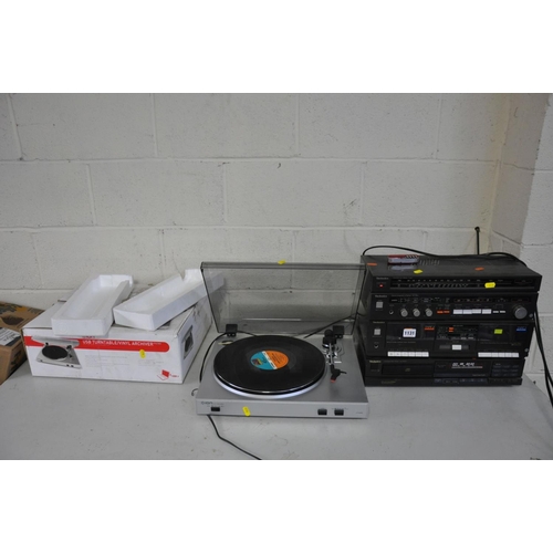 1131 - AN ION USB TURNTABLE in box, a vintage Technics SA-Z50L tuner amp, RS-D550W tape player and a SL-P20... 