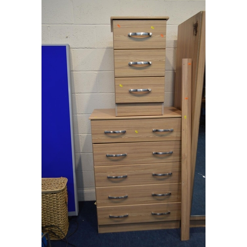 1229 - A MODERN FOUR PIECE BEDROOM SUITE, comprising two double door wardrobes, width 80cm x depth 54cm x h... 