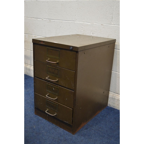 1234 - A LOW METAL FOUR DRAWER FILING CABINET, width 46cm x depth 62cm x height 72cm