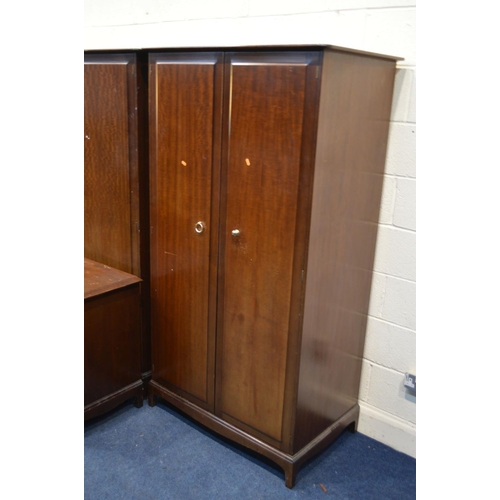 1273 - A STAG MINSTRAL FOUR PIECE BEDROOM SUITE, comprising two sized double wardrobe, largest wardrobe wid... 