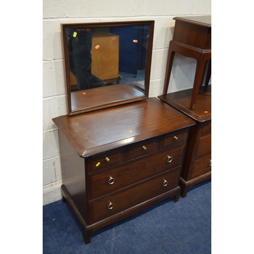 1274 - A STAG MINSTRAL SIX PIECE BEDROOM SUITE, comprising of a dressing chest with a single mirror, a low ... 