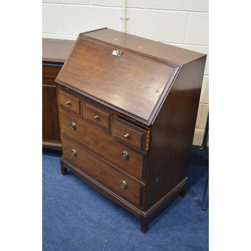 1276 - A STAG MINSTRAL BUREAU, width 76cm x depth 45cm x height 98cm, long sideboard with four drawers, wid... 