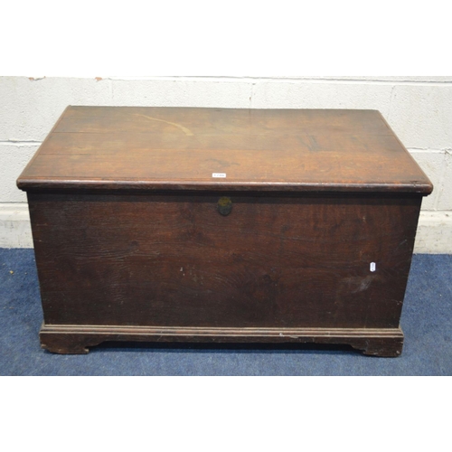 1286 - A GEORGIAN PLAIN OAK COFFER, with twin iron handles, bracket feet, width 100cm x depth 58cm x height... 