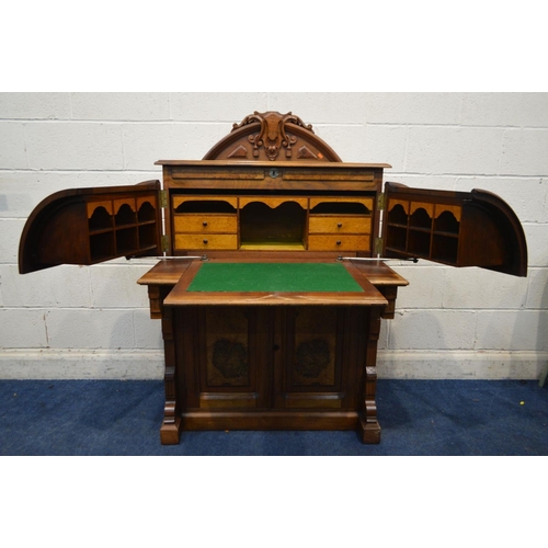 1288 - AN EARLY 20TH CENTURY KEARNEY AND WIGGERS WALNUT AND BURR WALNUT MECHANICAL DESK, with a removable c... 