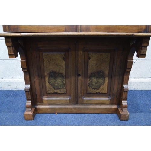 1288 - AN EARLY 20TH CENTURY KEARNEY AND WIGGERS WALNUT AND BURR WALNUT MECHANICAL DESK, with a removable c... 