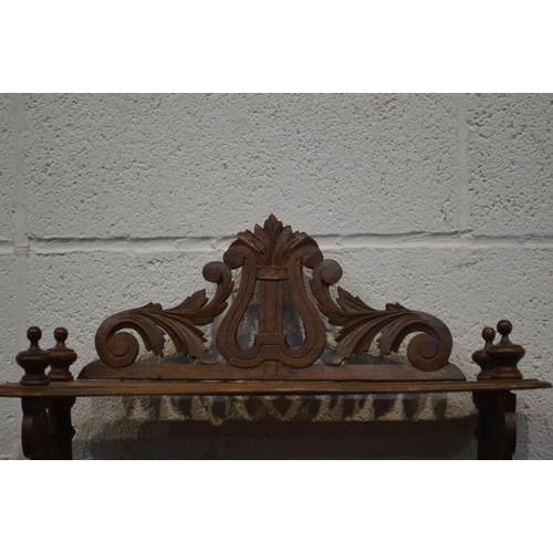 1303 - A WALNUT SERPENTINE FIVE TIER WHAT NOT, width 49cm x depth 28cm x height 131cm (loose top)