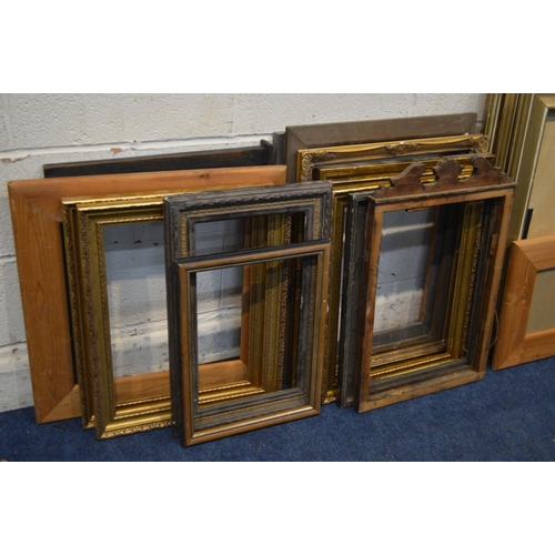 1314 - A QUANTITY OF PICTURE FRAMES OF VARIOUS AGES AND SIZES, together with two wall mirror and a modern p... 