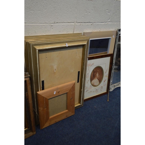 1314 - A QUANTITY OF PICTURE FRAMES OF VARIOUS AGES AND SIZES, together with two wall mirror and a modern p... 