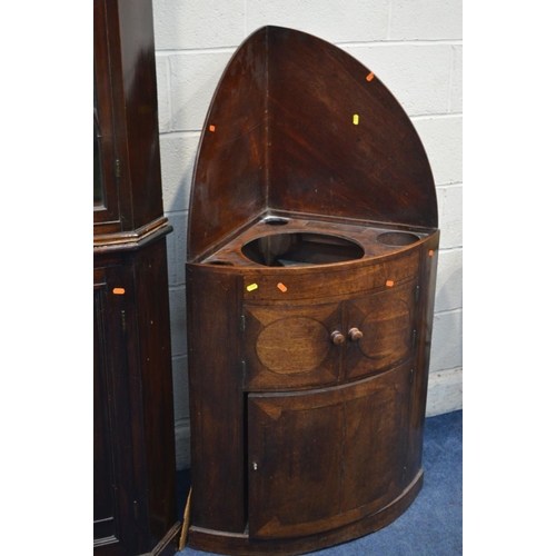 1325 - A GEORGIAN MAHOGANY ASTRAGAL GLAZED SINGLE DOOR CORNER CUPBOARD, ona later pine base, width 78cm x d... 