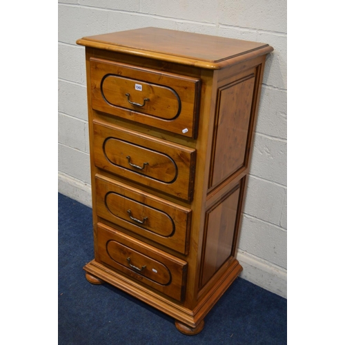 1331 - A TALL REPRODUCTION CHERRYWOOD CHEST OF FOUR DRAWERS width 67cm x depth 51cm x height 125cm