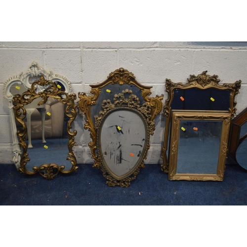 1348 - A 19TH CENTURY GILT WOOD RECTANGULAR WALL MIRROR, 63cm x 53cm together with another 19th Century wal... 