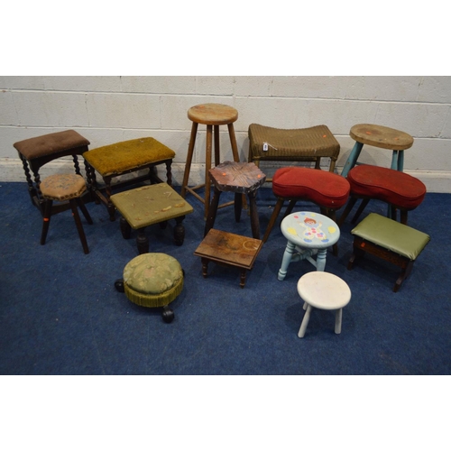 1356 - FIFTEEN VARIOUS STOOLS of various ages, styles and sizes, including Lloyd Loom, Stoolette, etc