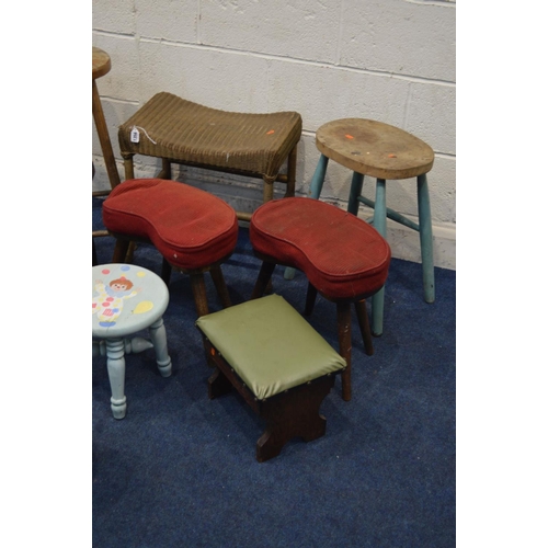 1356 - FIFTEEN VARIOUS STOOLS of various ages, styles and sizes, including Lloyd Loom, Stoolette, etc