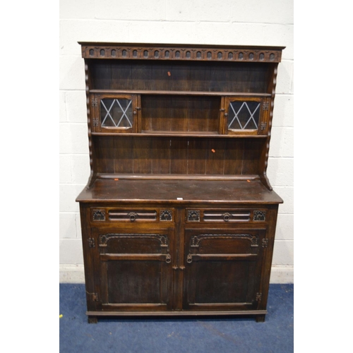 1368 - A MID 20TH CENTURY OAK DRESSER with two drawers, width 126cm x depth 48cm x height 182cm