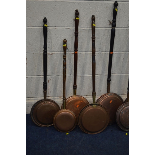 1376 - A  LARGE QUANTITY OF VARIOUS WARMING PANS, of various ages, styles, sizes and materials