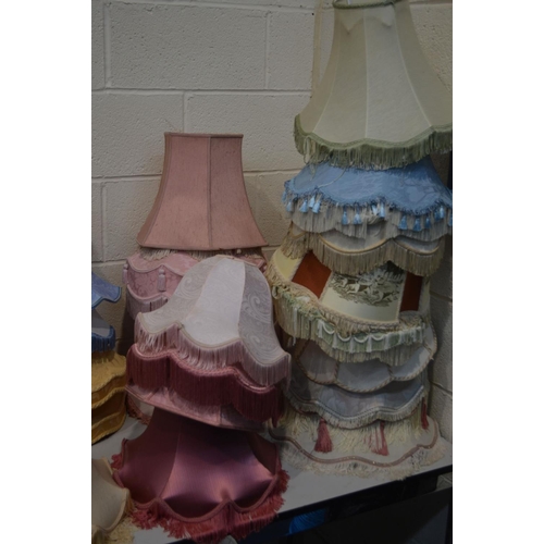 1387 - A QUANTITY OF VARIOUS FABRIC LAMP SHADES, of various colours, shapes and sizes