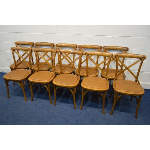 1389 - A SET OF TEN OKA CAMARGUE STYLE OAK DINING CHAIRS