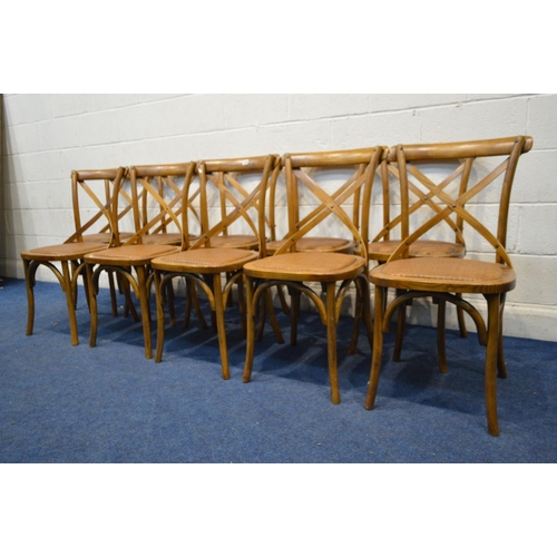 1389 - A SET OF TEN OKA CAMARGUE STYLE OAK DINING CHAIRS