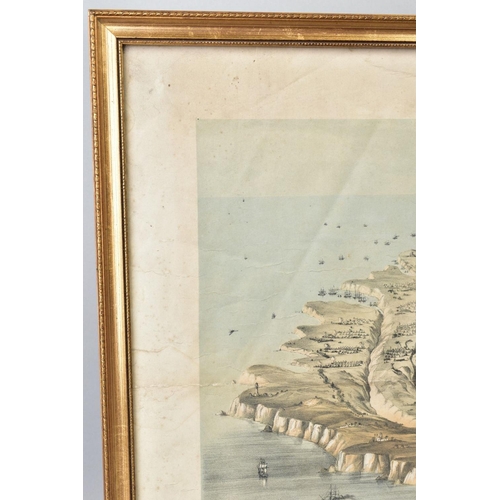 223 - A GLAZED FRAME 65CM X 52CM WHICH CONTAINS A COLOURED PRINT entitled Birds Eye View of the Entrenched... 