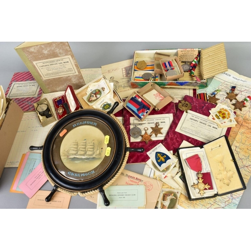 228 - A FAMILY GROUP OF THREE GROUPS OF MEDALS, as follows, (a) WWI British War & Victory Medals, both box... 