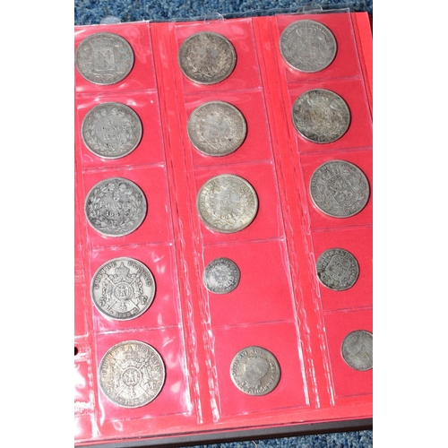 237 - TWO PLASTIC TUBS OF MAINLY FRENCH COINS, plus a banknote album, to include silver 100 Francs, 20 Fra... 