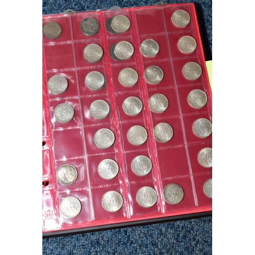 237 - TWO PLASTIC TUBS OF MAINLY FRENCH COINS, plus a banknote album, to include silver 100 Francs, 20 Fra... 