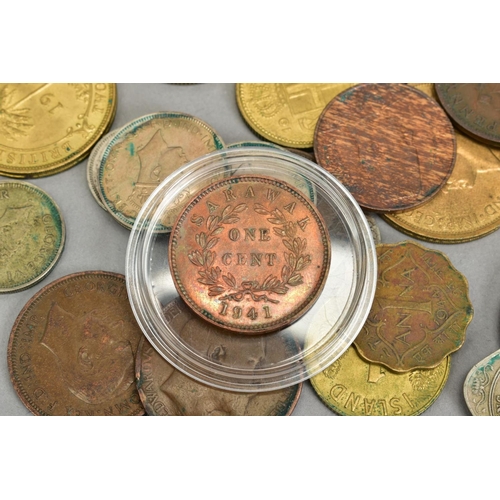 247 - A PARCEL OF COINS to include a Sarawak ultra rare 1941 one cent coin, a recorded three million coins... 