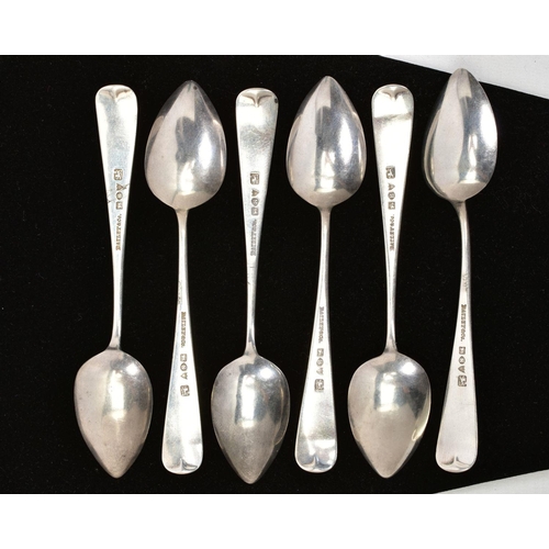 26 - SET OF SIX BAILEY & CO STERLING SILVER TEASPOONS, each with an engine turn design, engraved shield a... 