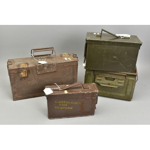 268 - FOUR ORIGINAL AMMUNITION BOXES FOR .303 (WOODEN), 7.62x51 NATO, .50 Browning (UK) and .50 Browning (... 