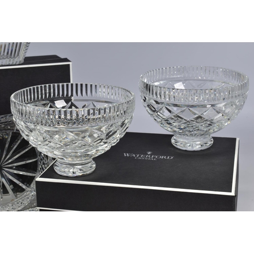 455 - TWO WATERFORD CRYSTAL KILLEEN BOWLS, one boxed, both stamped to bases, height 10cm x diameter 14.5cm... 