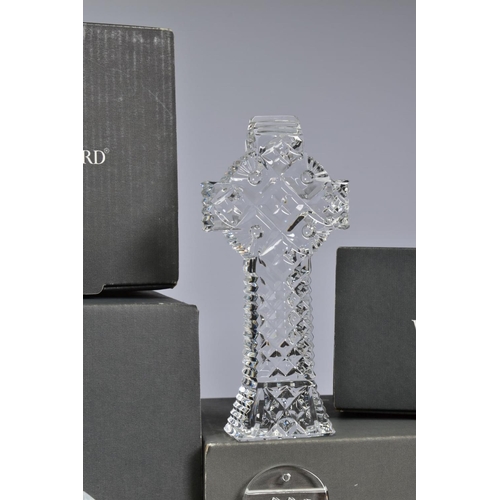 456 - A GROUP OF WATERFORD CRYSTAL, comprising boxed 'Celtic Cross', stamped to base, height 14cm, a boxed... 