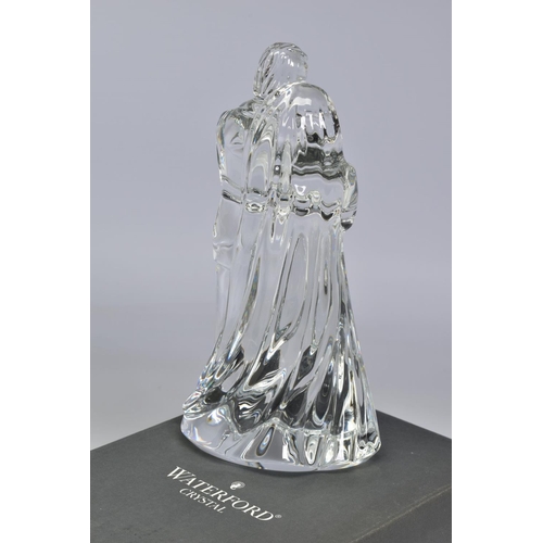 458 - A BOXED WATERFORD CRYSTAL FIGURE GROUP, 'Bride and Groom', stamped to base, height 18.5cm