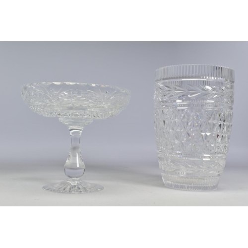 462 - A WATERFORD CRYSTAL GLANDORE VASE, stamped to base, height 20cm, together with a Stuart Crystal tazz... 