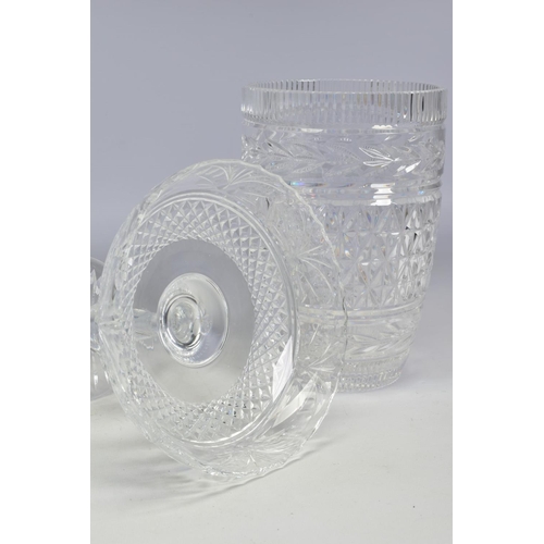 462 - A WATERFORD CRYSTAL GLANDORE VASE, stamped to base, height 20cm, together with a Stuart Crystal tazz... 