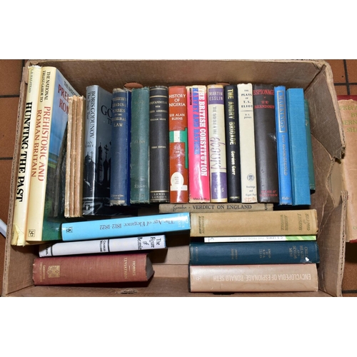 501 - FIVE BOXES OF BOOKS, subjects include antiques, history, crime, topographical, drama etc, to include... 