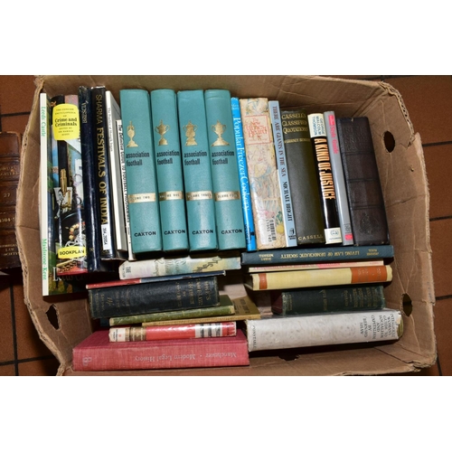 501 - FIVE BOXES OF BOOKS, subjects include antiques, history, crime, topographical, drama etc, to include... 