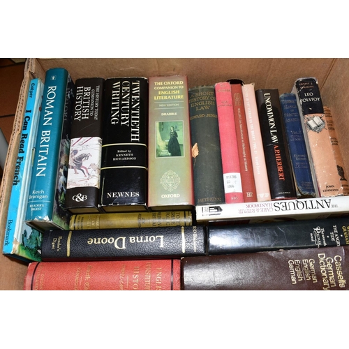 501 - FIVE BOXES OF BOOKS, subjects include antiques, history, crime, topographical, drama etc, to include... 